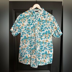 Columbia Men's Teal and Orange Casual Shirt large